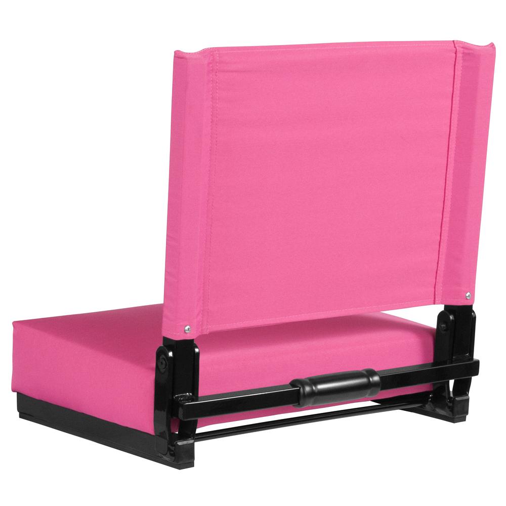 500 lb. Rated Lightweight Stadium Chair with Handle & Ultra-Padded Seat, Pink. Picture 3
