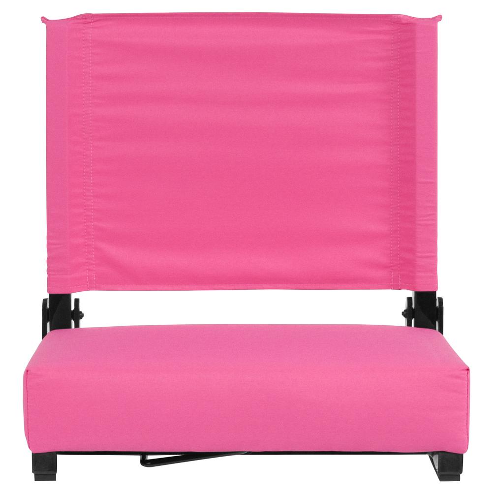500 lb. Rated Lightweight Stadium Chair with Handle & Ultra-Padded Seat, Pink. Picture 4
