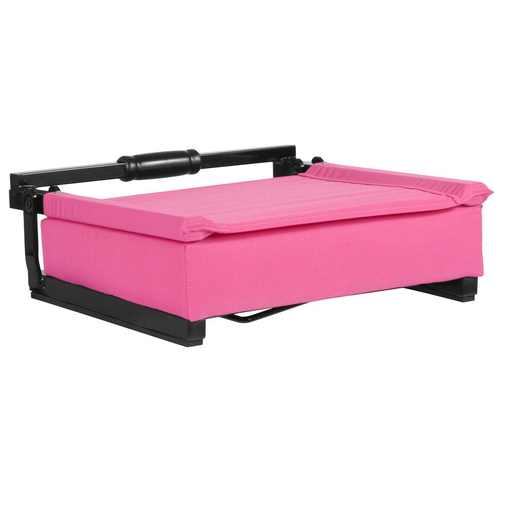 500 lb. Rated Lightweight Stadium Chair with Handle & Ultra-Padded Seat, Pink. Picture 5