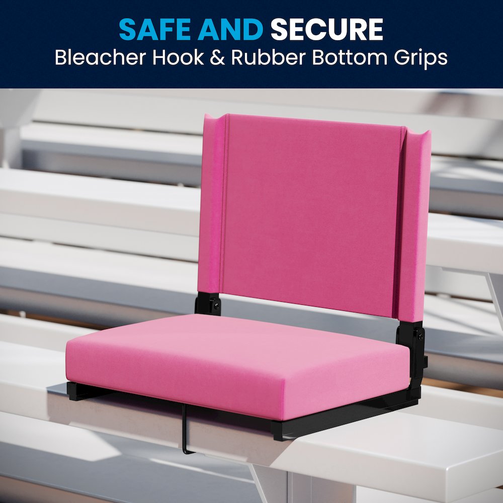 Lightweight Stadium Chair with Handle, Ultra-Padded Seat, Pink. Picture 2