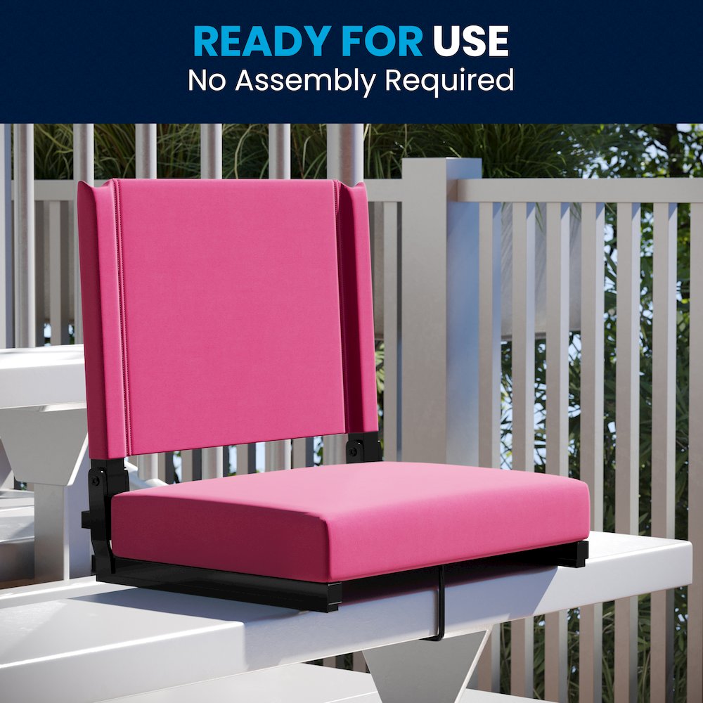 Lightweight Stadium Chair with Handle, Ultra-Padded Seat, Pink. Picture 9