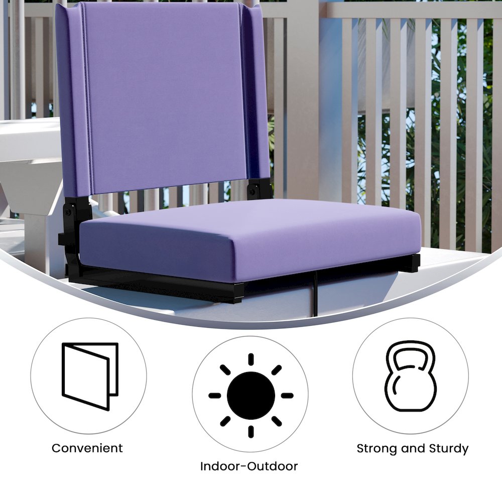 Lightweight Stadium Chair with Handle, Ultra-Padded Seat, Purple. Picture 5
