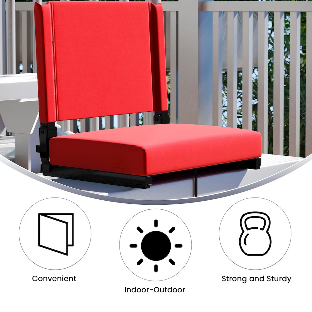 Lightweight Stadium Chair with Handle, Ultra-Padded Seat, Red. Picture 5
