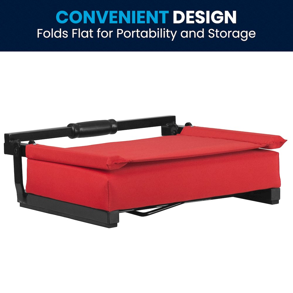 Lightweight Stadium Chair with Handle, Ultra-Padded Seat, Red. Picture 7