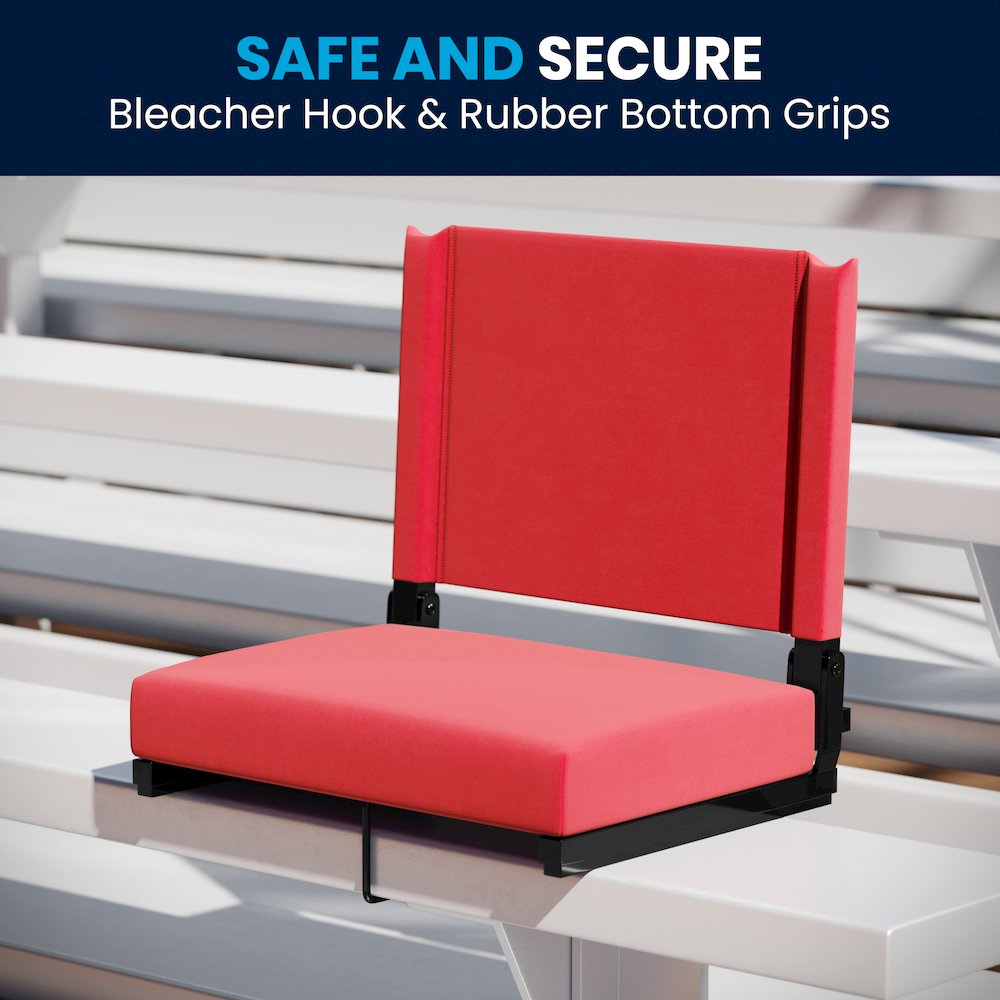 Lightweight Stadium Chair with Handle, Ultra-Padded Seat, Red. Picture 2
