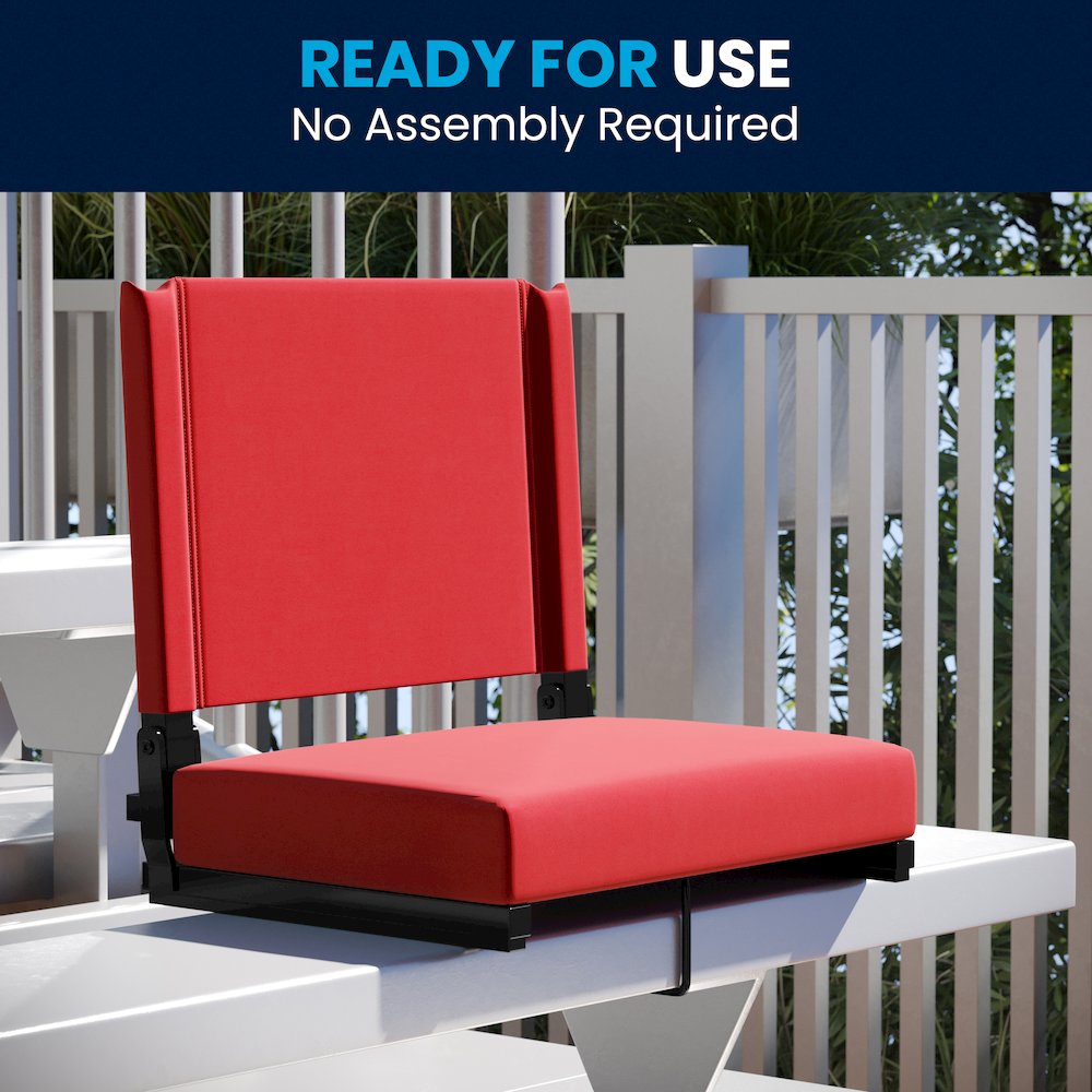 Lightweight Stadium Chair with Handle, Ultra-Padded Seat, Red. Picture 9