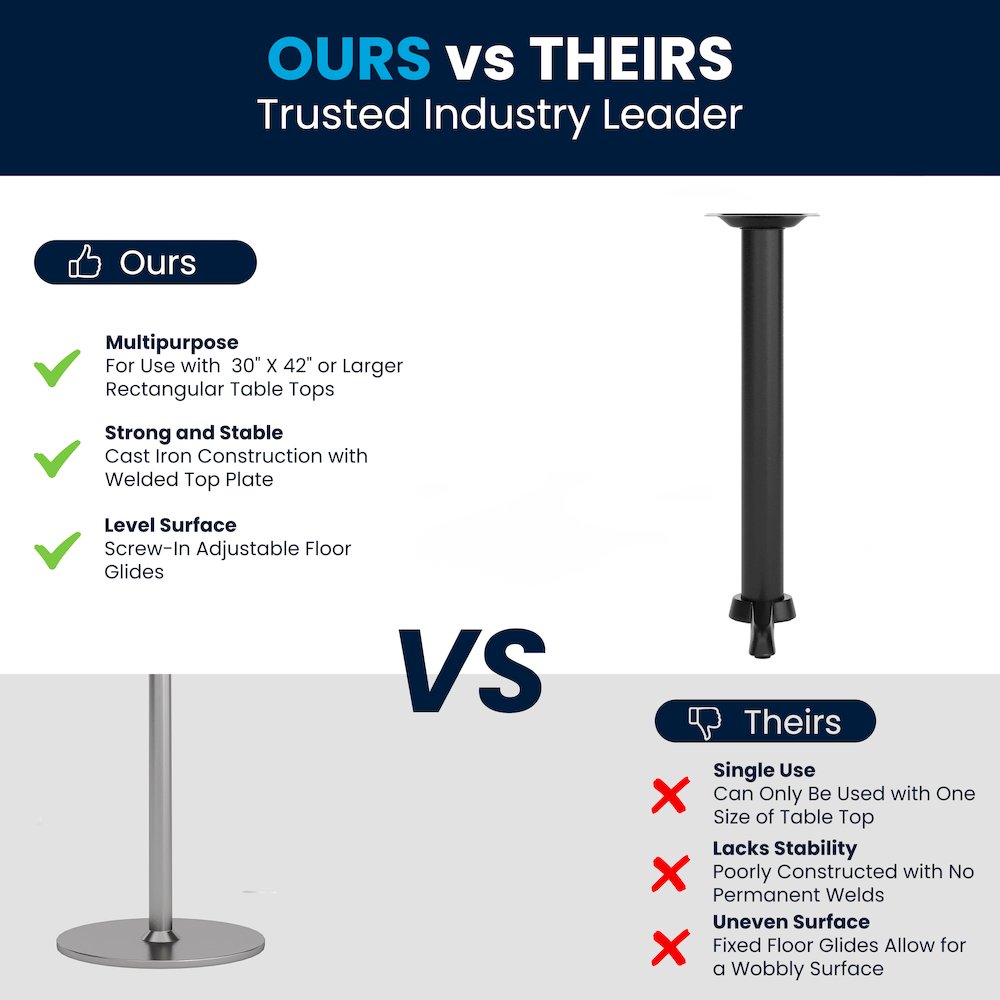 5'' x 22'' Restaurant Table T-Base with 3'' Dia. Table Height Column. Picture 8