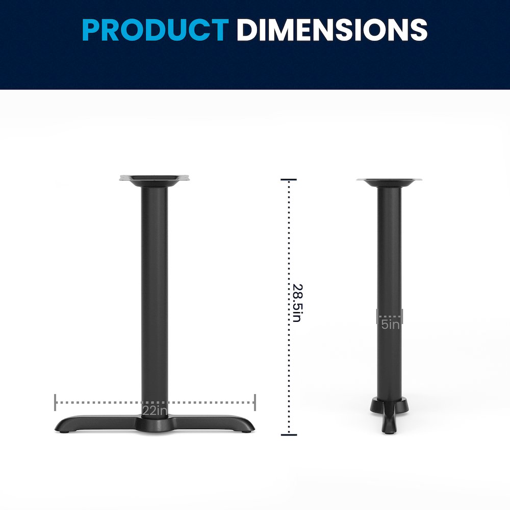 5'' x 22'' Restaurant Table T-Base with 3'' Dia. Table Height Column. Picture 9