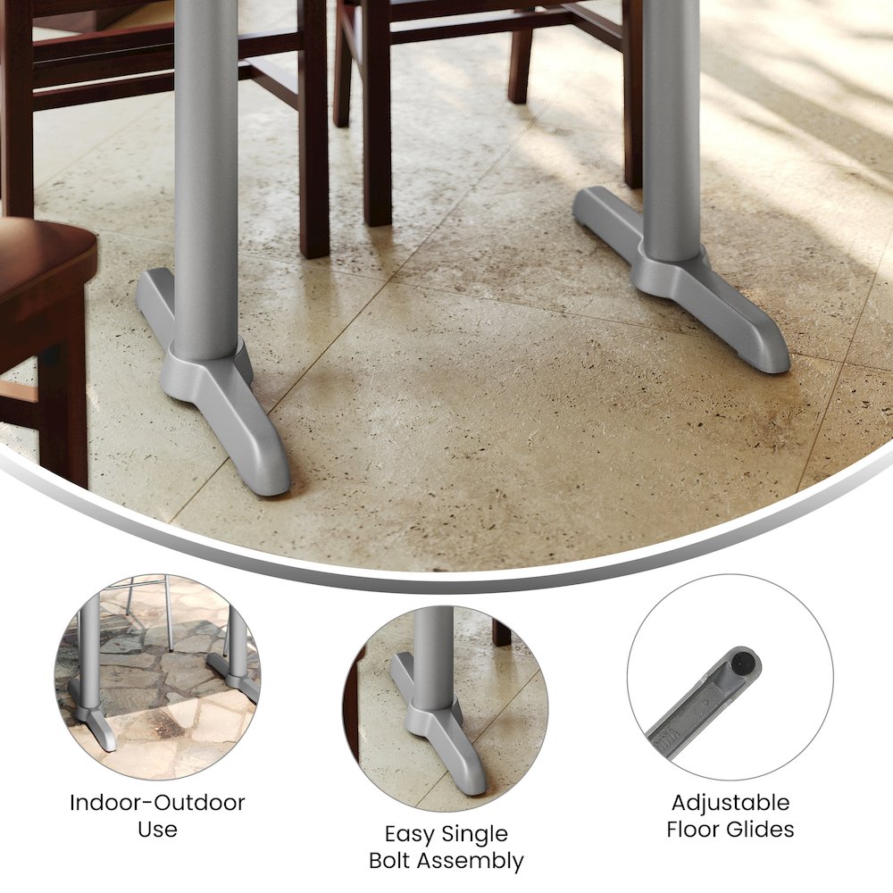 5'' x 22'' Restaurant Table T-Base with 3'' Dia. Table Height Column, Silver. Picture 2