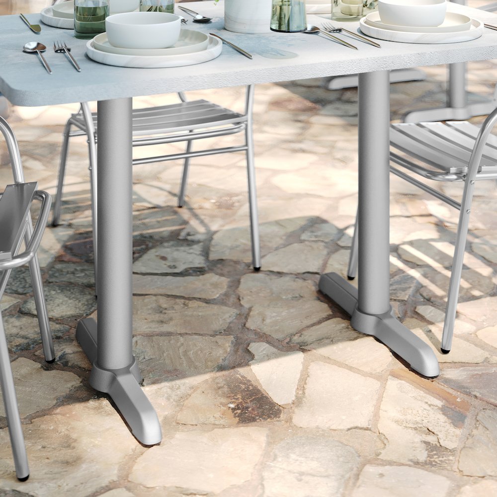 5'' x 22'' Restaurant Table T-Base with 3'' Dia. Table Height Column, Silver. Picture 3