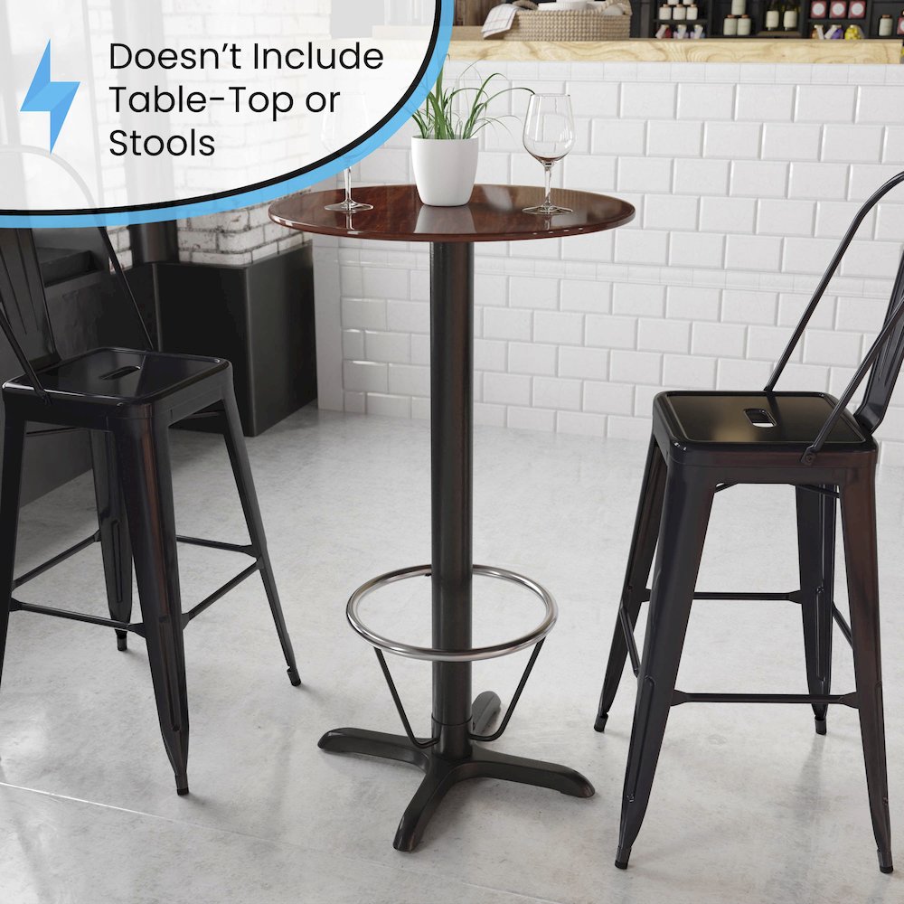 22'' x 22'' Restaurant Table X-Base with 3'' Dia. Bar Height Column. Picture 4