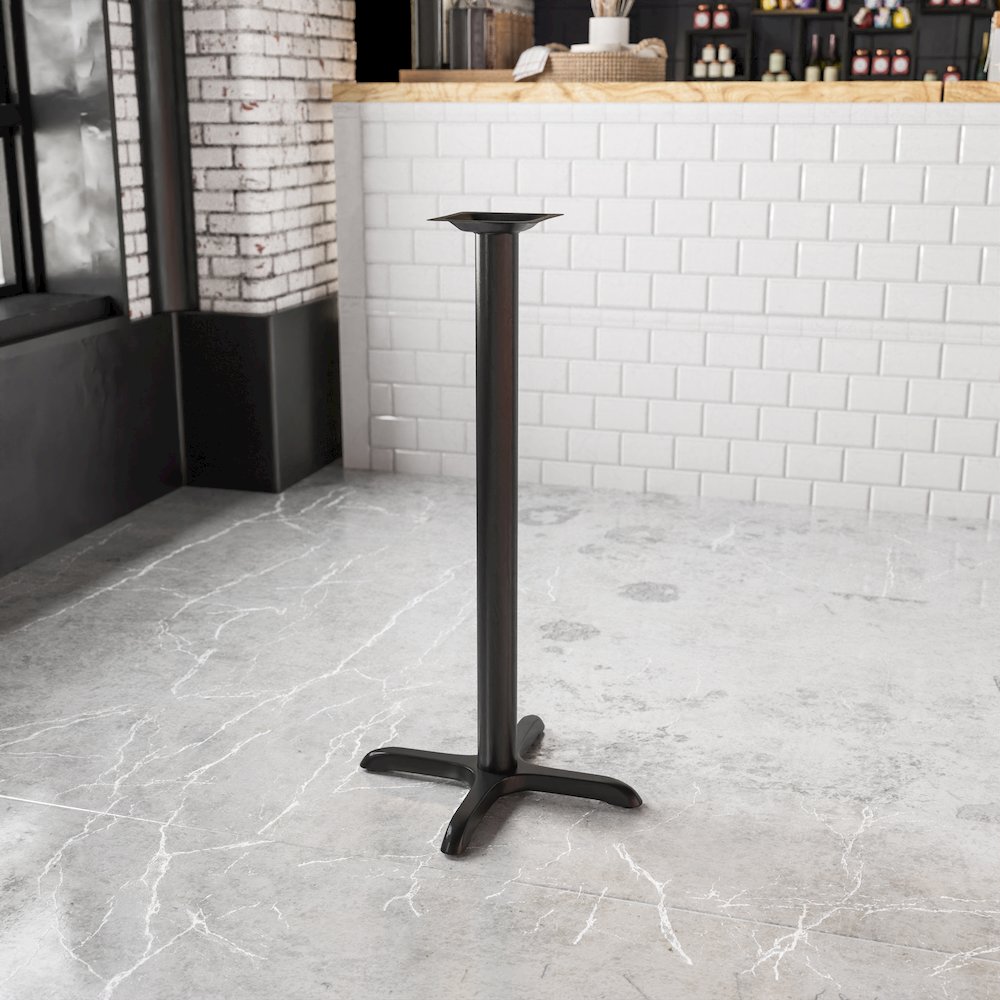 22'' x 22'' Restaurant Table X-Base with 3'' Dia. Bar Height Column. Picture 2