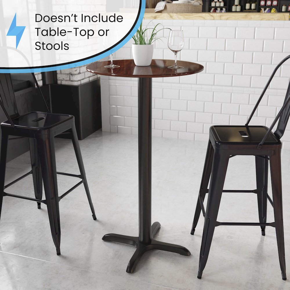 22'' x 22'' Restaurant Table X-Base with 3'' Dia. Bar Height Column. Picture 5