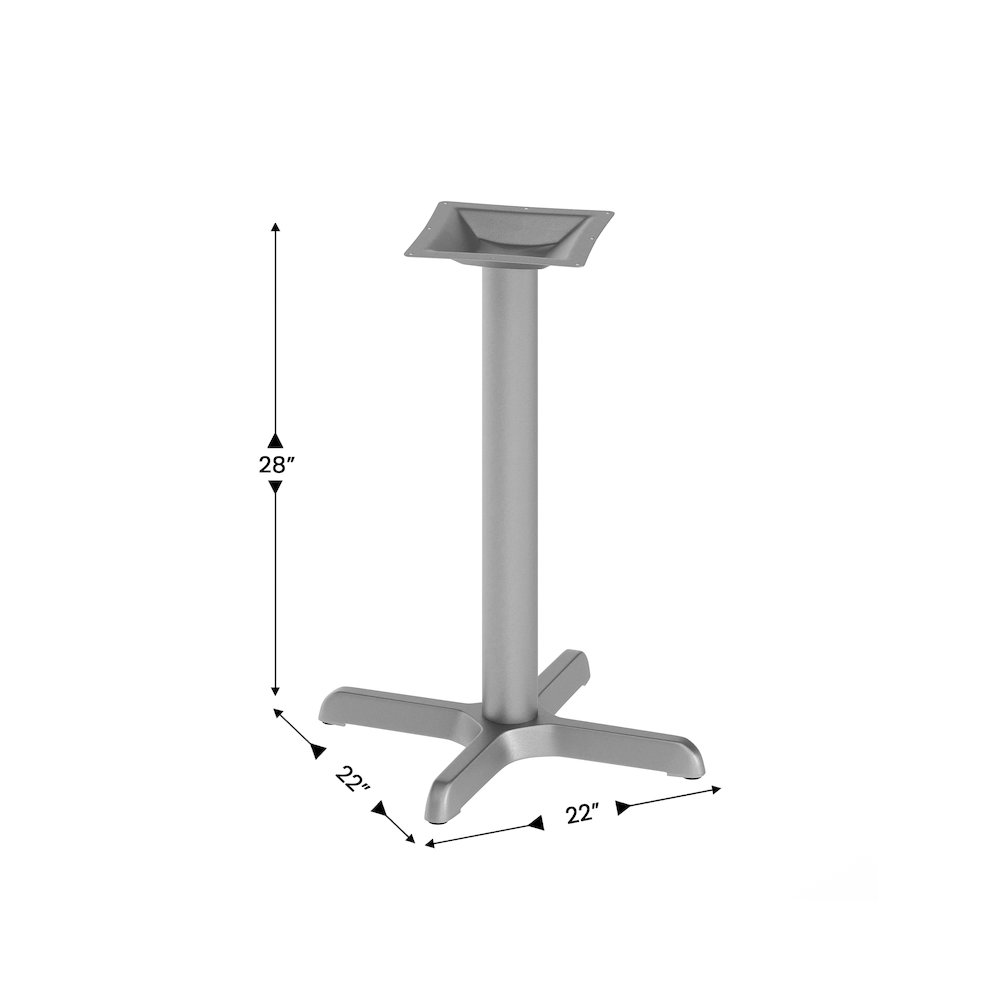 22'' x 22'' Restaurant Table X-Base with 3'' Dia. Table Height Column, Silver. Picture 4