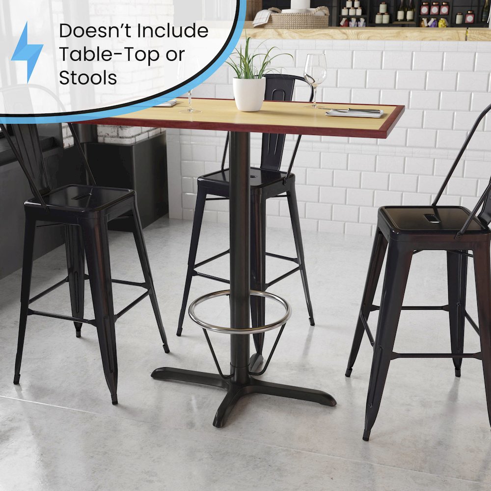 23.5'' x 29.5'' Restaurant Table X-Base with 3'' Dia. Bar Height Column. Picture 4