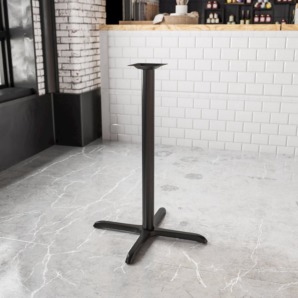 30'' x 30'' Restaurant Table X-Base with 3'' Dia. Bar Height Column. Picture 2