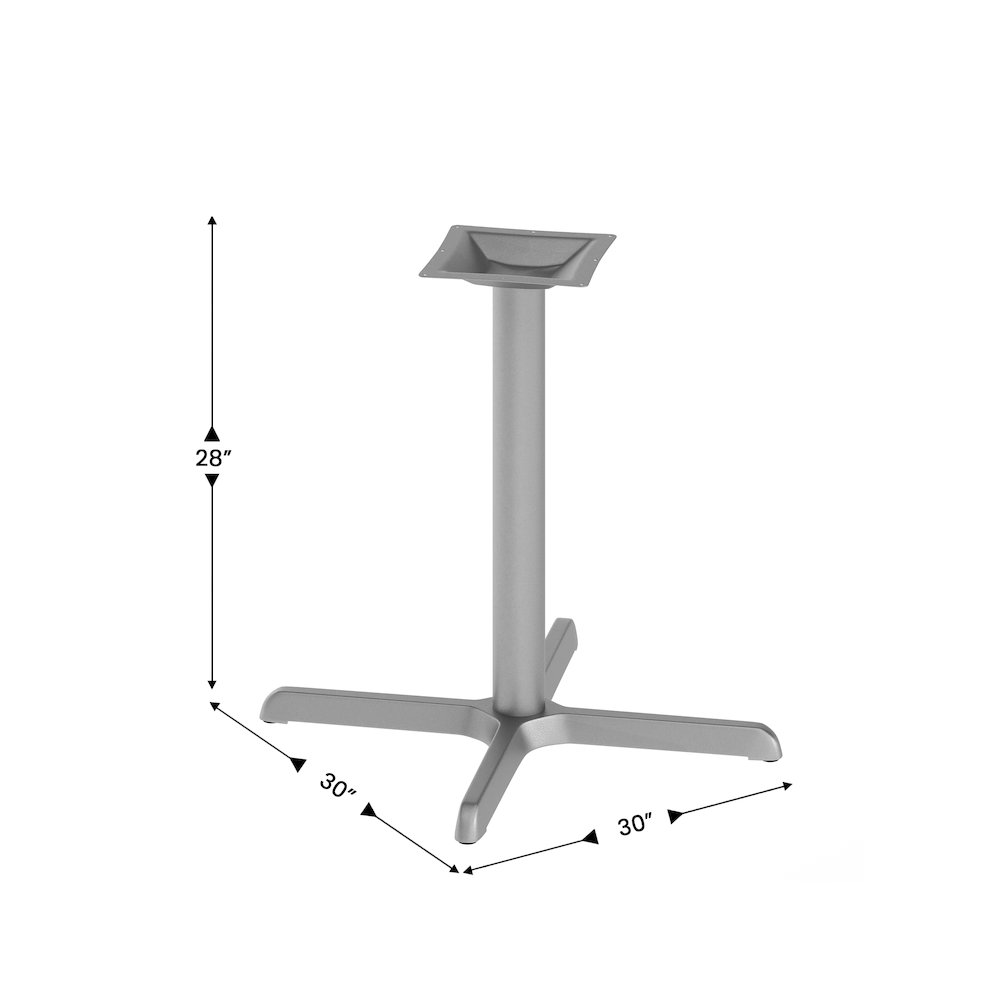 30'' x 30'' Restaurant Table X-Base with 3'' Dia. Table Height Column, Silver. Picture 4