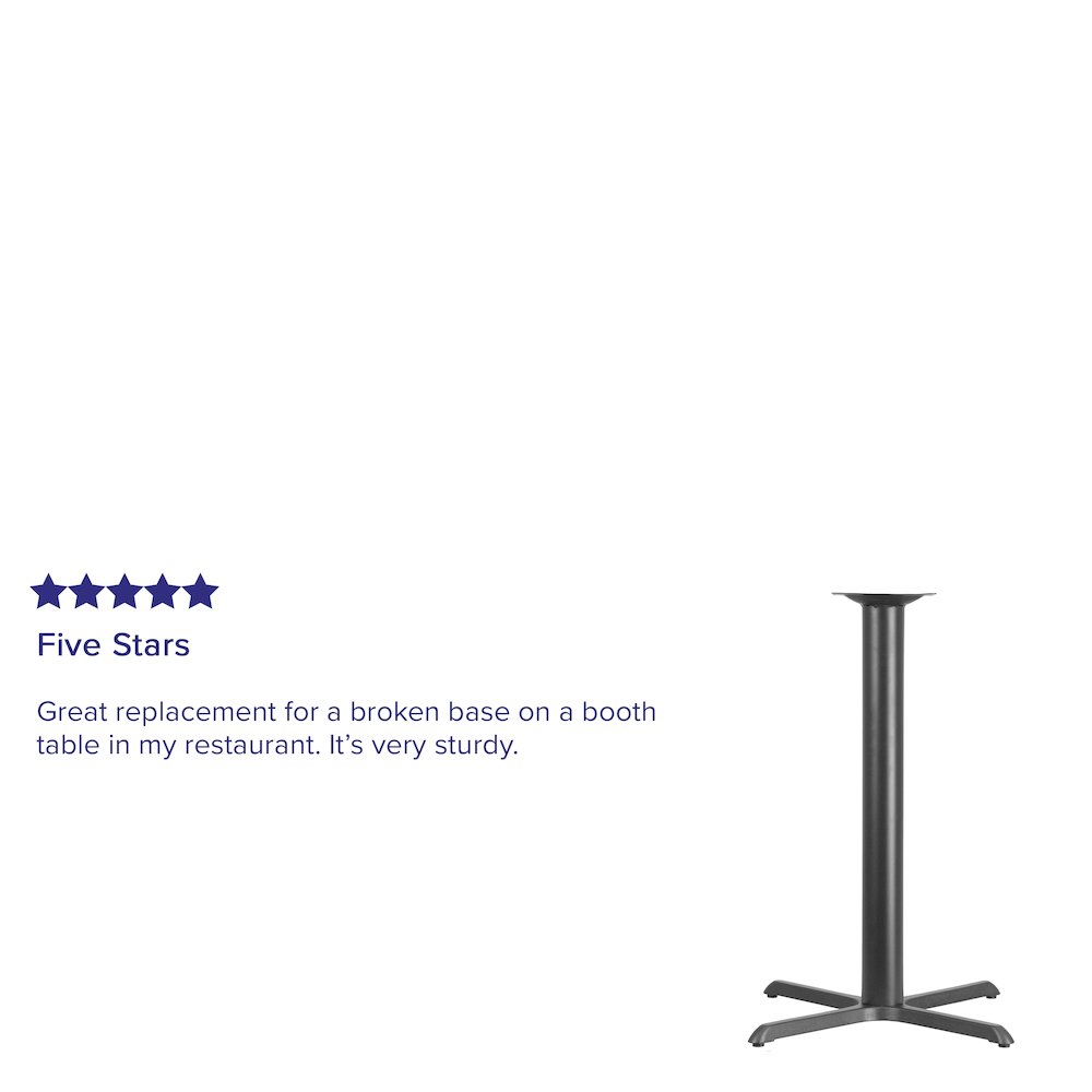33'' x 33'' Restaurant Table X-Base with 4'' Dia. Bar Height Column. Picture 2