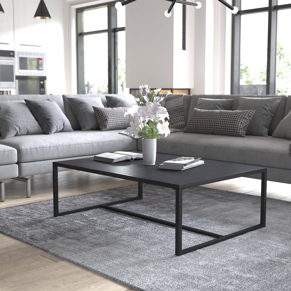 Patio Coffee Table Black Coffee Table, Porch, or Poolside - Steel Leg Frame. Picture 6