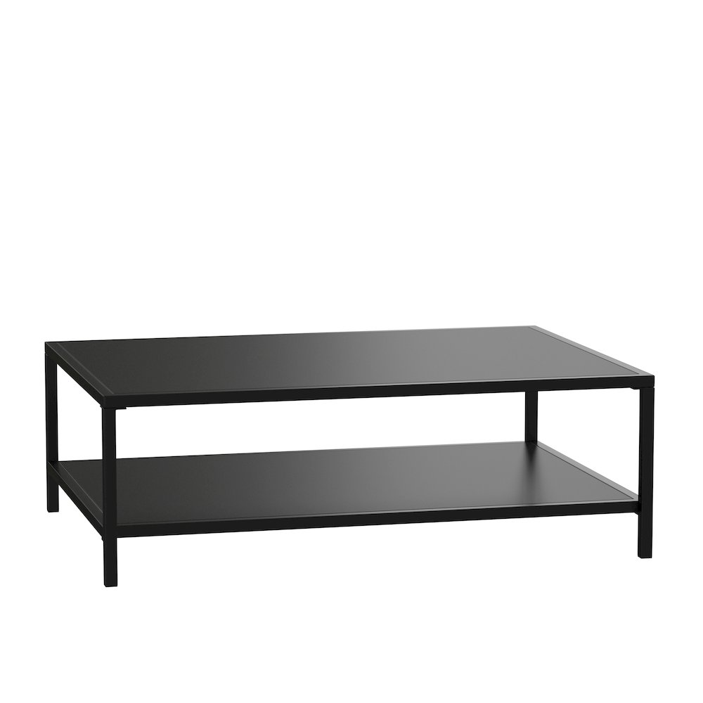 2 Tier Patio Coffee Table Black Coffee Table, Porch, or Poolside-Steel Leg Frame. Picture 1
