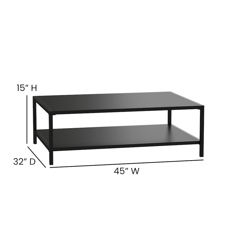 2 Tier Patio Coffee Table Black Coffee Table, Porch, or Poolside-Steel Leg Frame. Picture 5