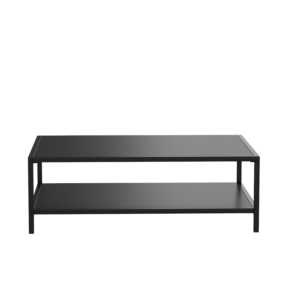 2 Tier Patio Coffee Table Black Coffee Table, Porch, or Poolside-Steel Leg Frame. Picture 9