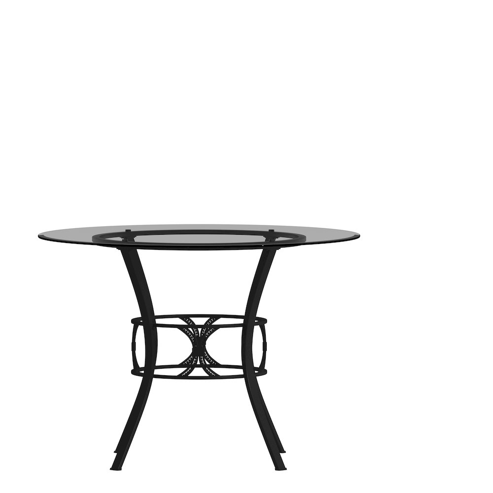 42'' Round Glass Dining Table with Black Metal Frame. Picture 8
