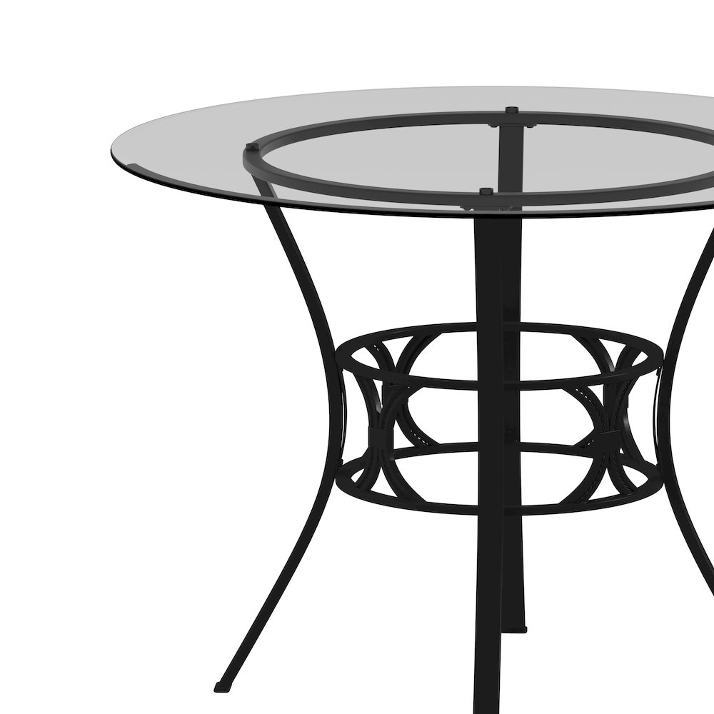 42'' Round Glass Dining Table with Black Metal Frame. Picture 9
