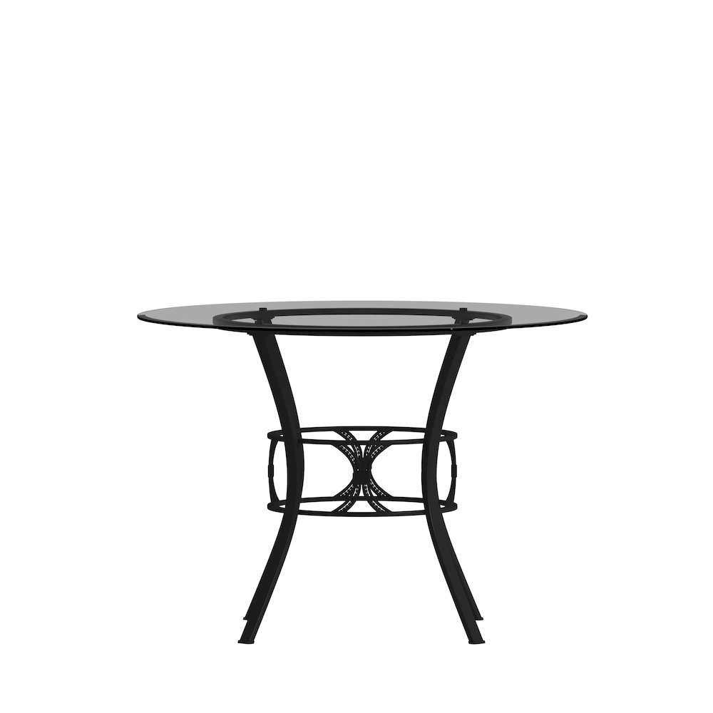 42'' Round Glass Dining Table with Black Metal Frame. Picture 11
