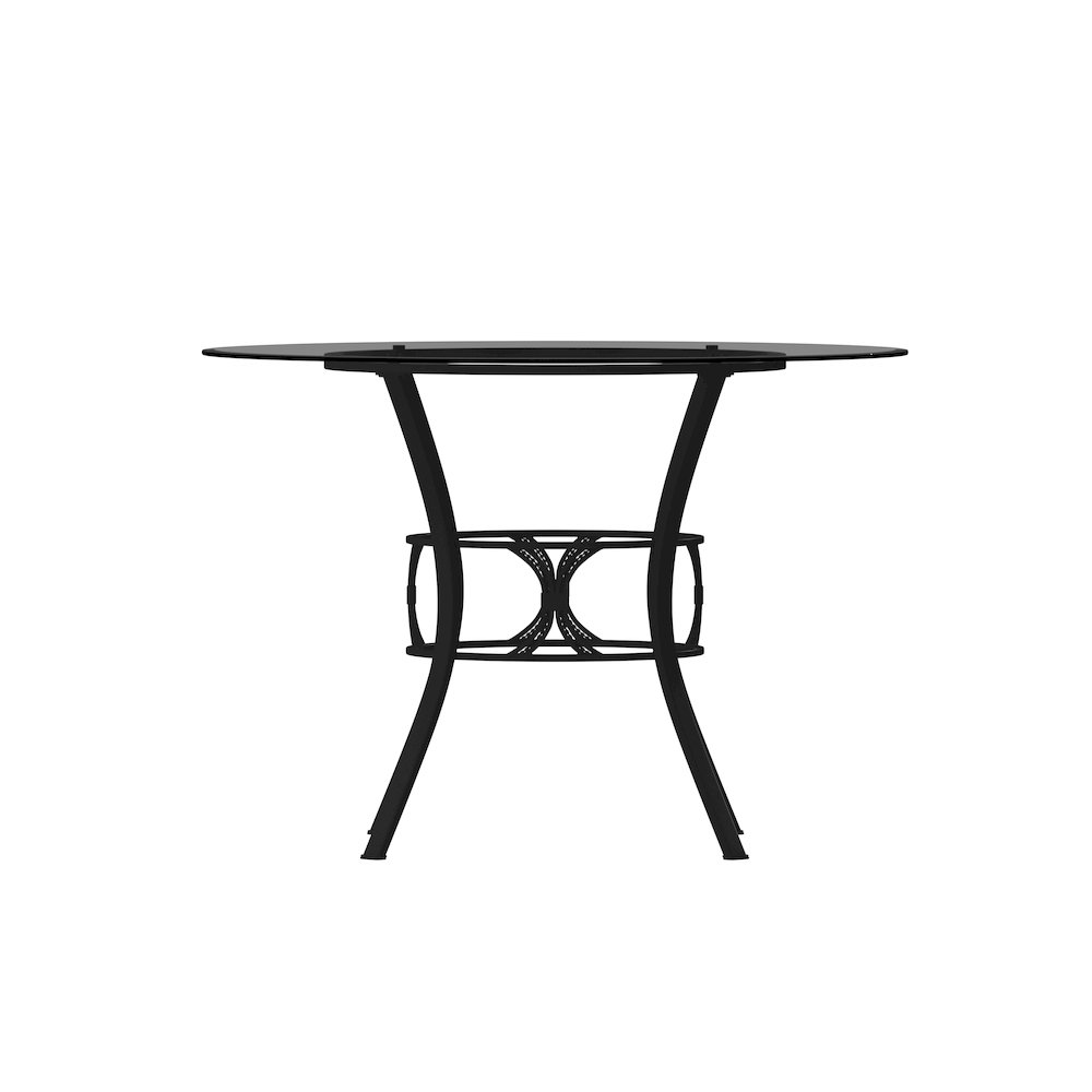 42'' Round Glass Dining Table with Black Metal Frame. Picture 10