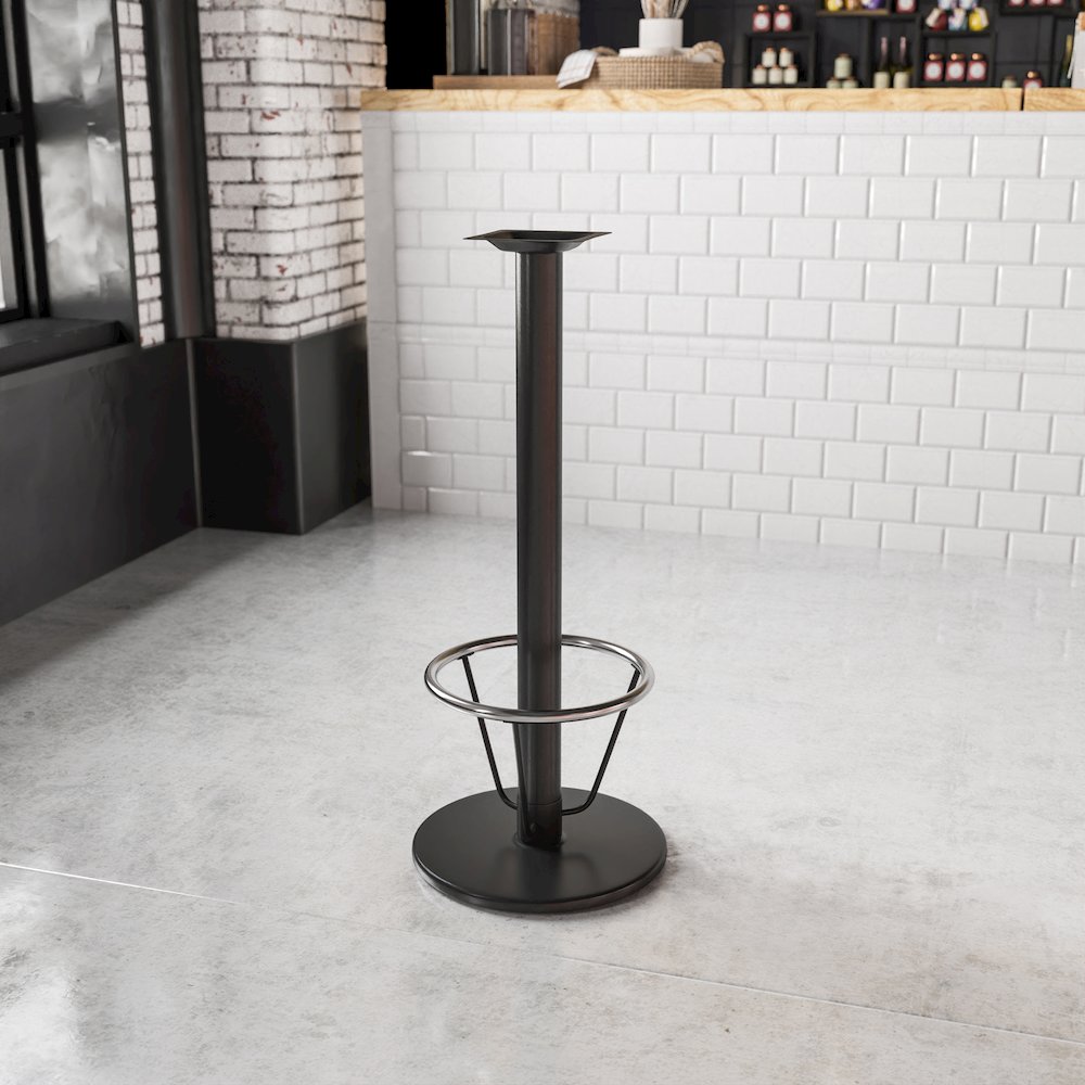 18'' Round Restaurant Table Base with 3'' Dia. Bar Height Column and Foot Ring. Picture 2