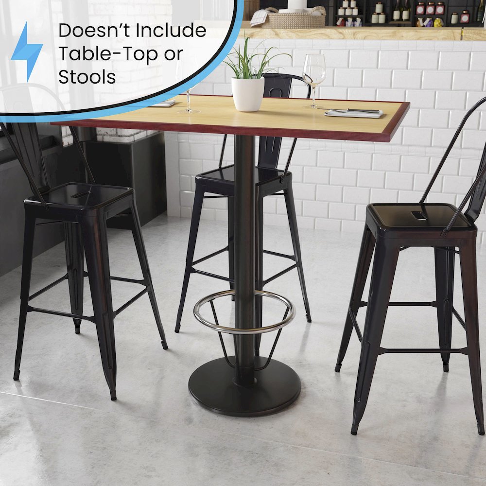 18'' Round Restaurant Table Base with 3'' Dia. Bar Height Column and Foot Ring. Picture 4