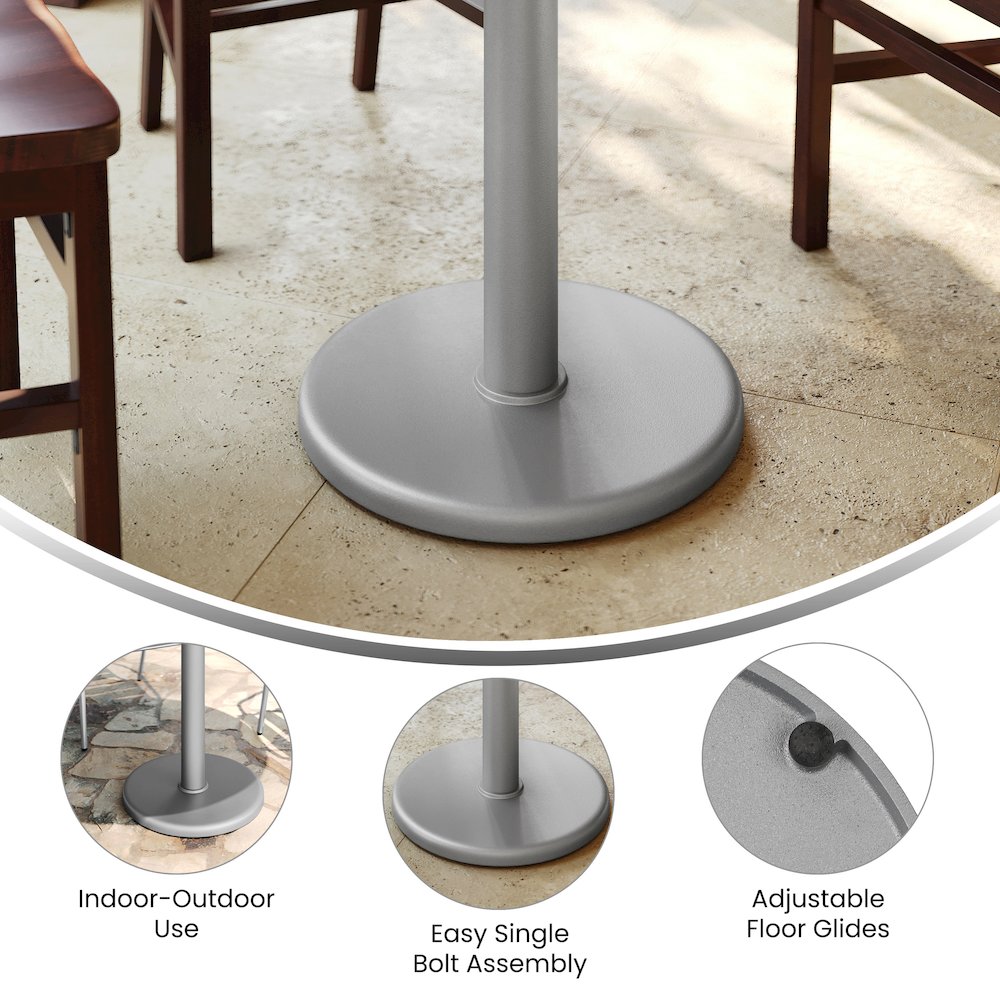 18'' Round Restaurant Table Base with 3'' Dia. Table Height Column, Silver. Picture 2
