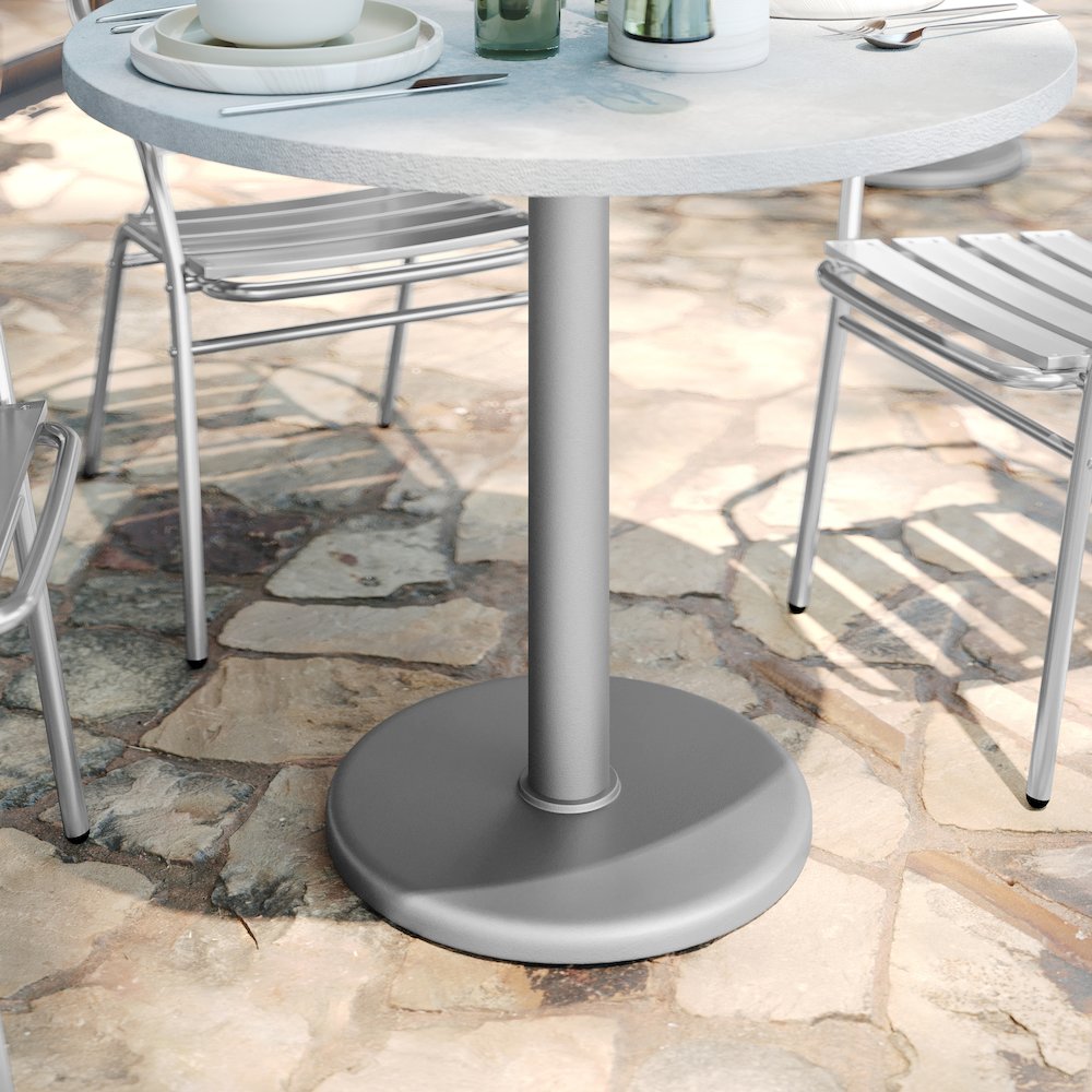 18'' Round Restaurant Table Base with 3'' Dia. Table Height Column, Silver. Picture 3
