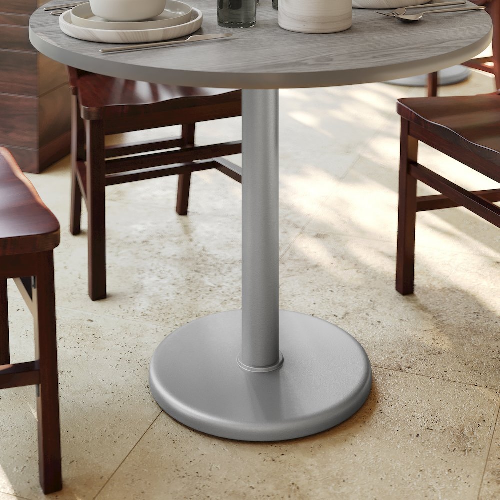 18'' Round Restaurant Table Base with 3'' Dia. Table Height Column, Silver. Picture 5