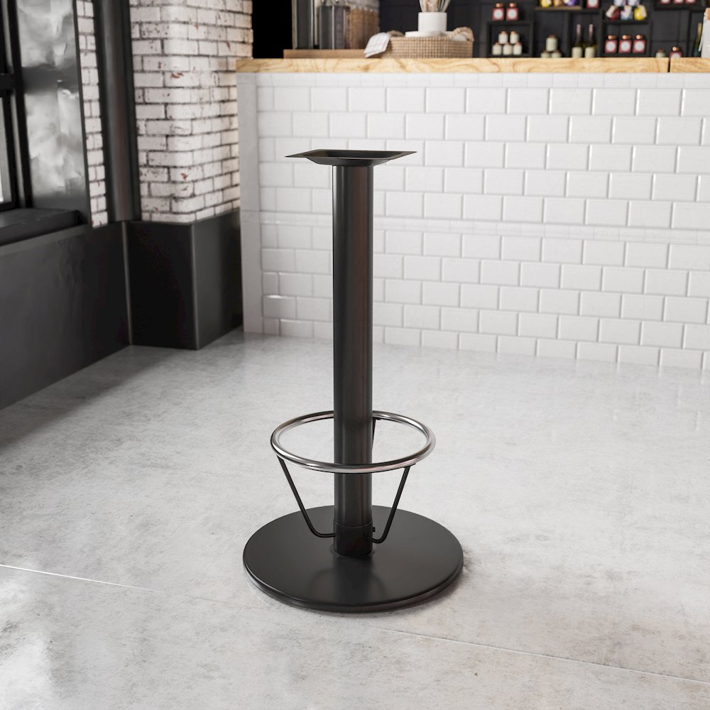 24'' Round Restaurant Table Base with 4'' Dia. Bar Height Column and Foot Ring. Picture 2