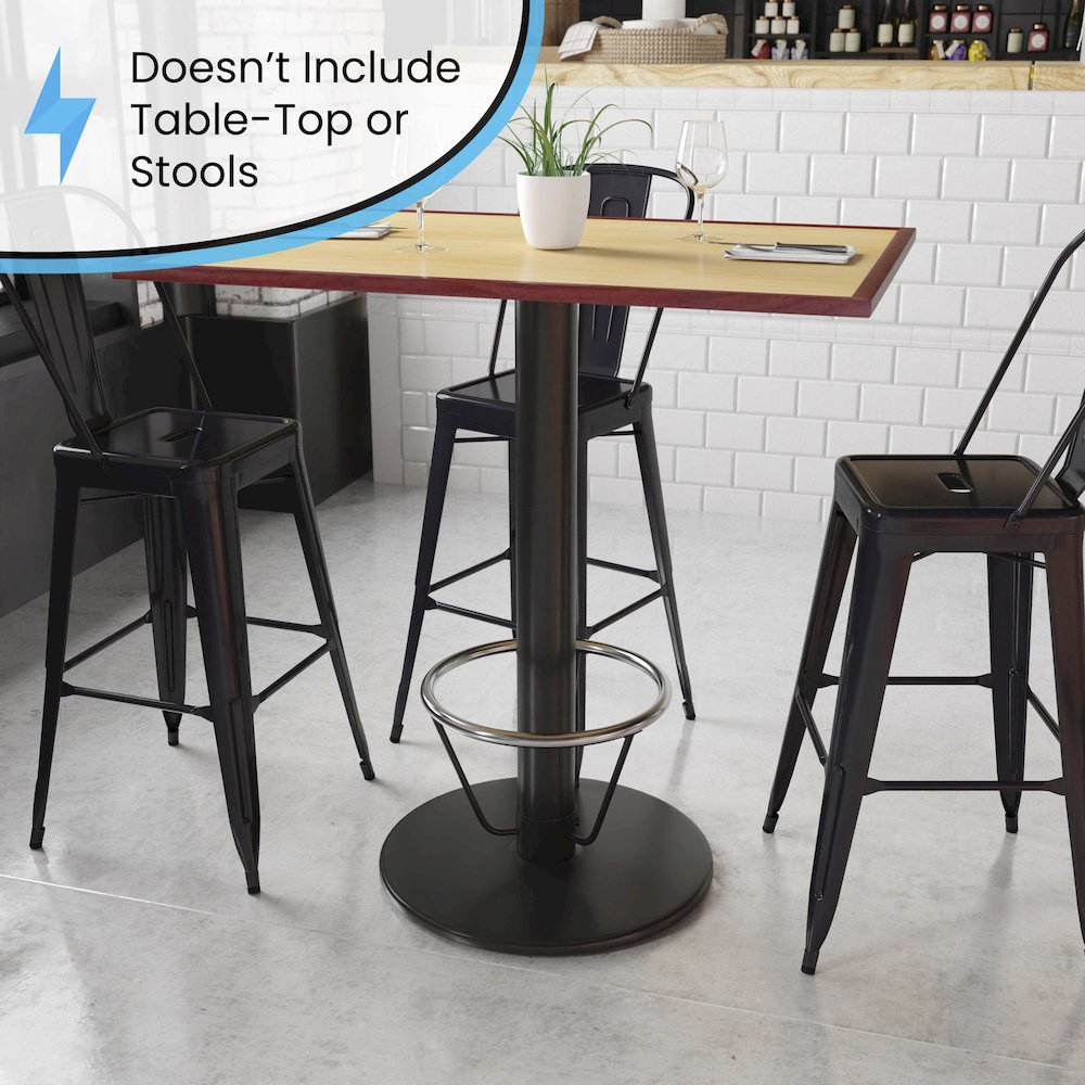 24'' Round Restaurant Table Base with 4'' Dia. Bar Height Column and Foot Ring. Picture 4