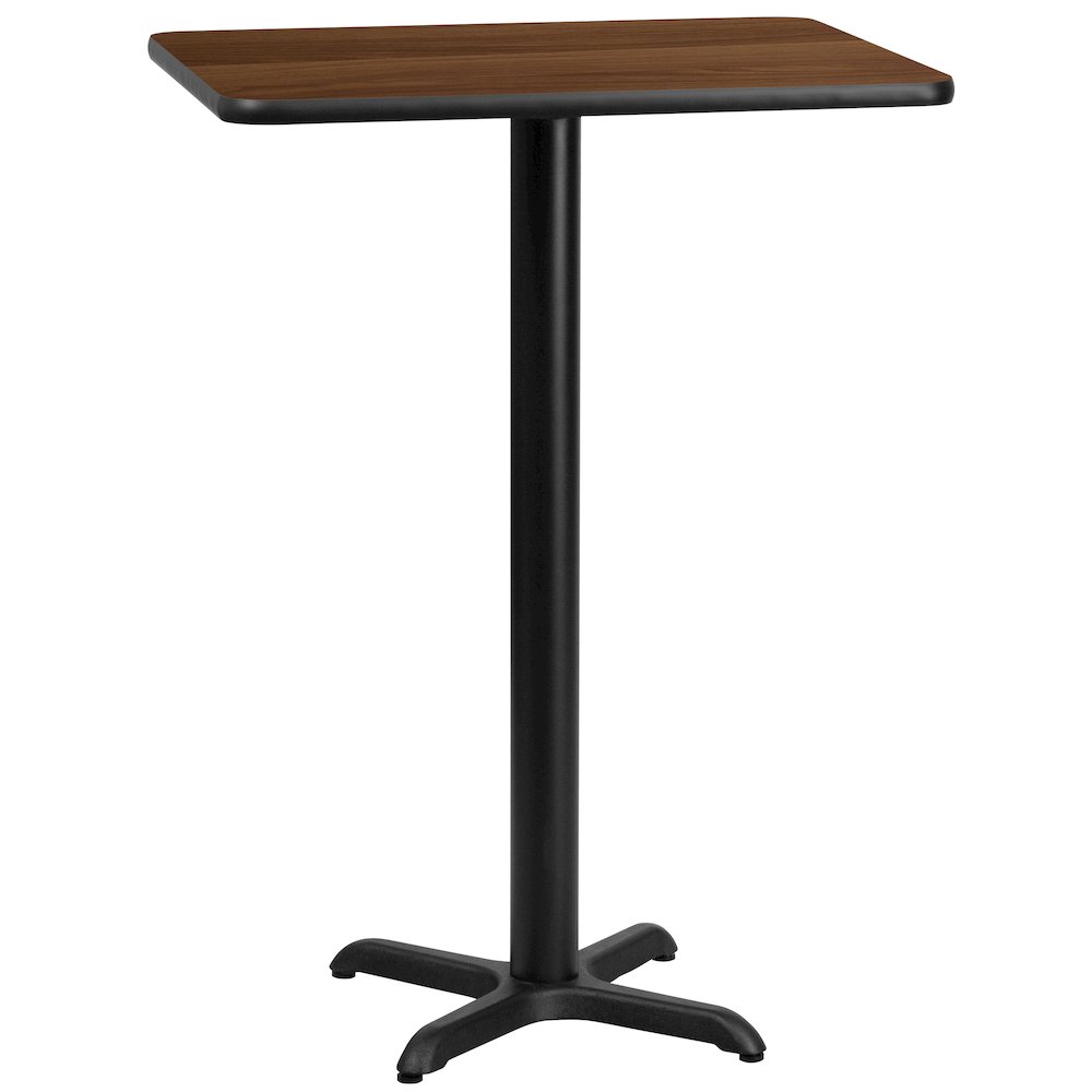 24'' x 30'' Rectangular Walnut Table Top with 22'' x 22'' Bar Height Table Base. Picture 1