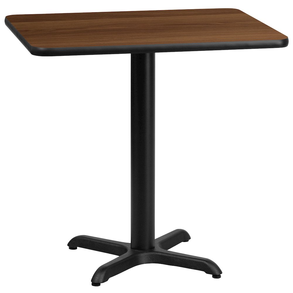 24'' x 30'' Rectangular Walnut Table Top with 22'' x 22'' Table Height Base. Picture 1