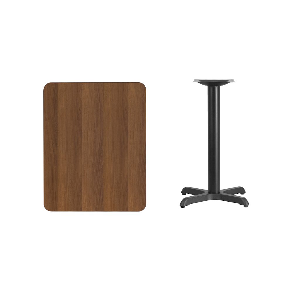 24'' x 30'' Rectangular Walnut Table Top with 22'' x 22'' Table Height Base. Picture 4