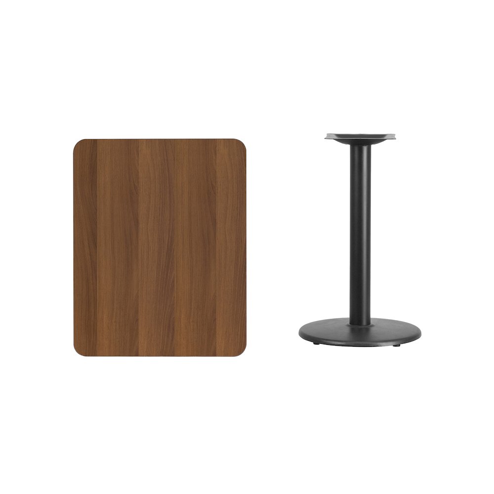 24'' x 30'' Rectangular Walnut Table Top with 18'' Round Table Height Base. Picture 4