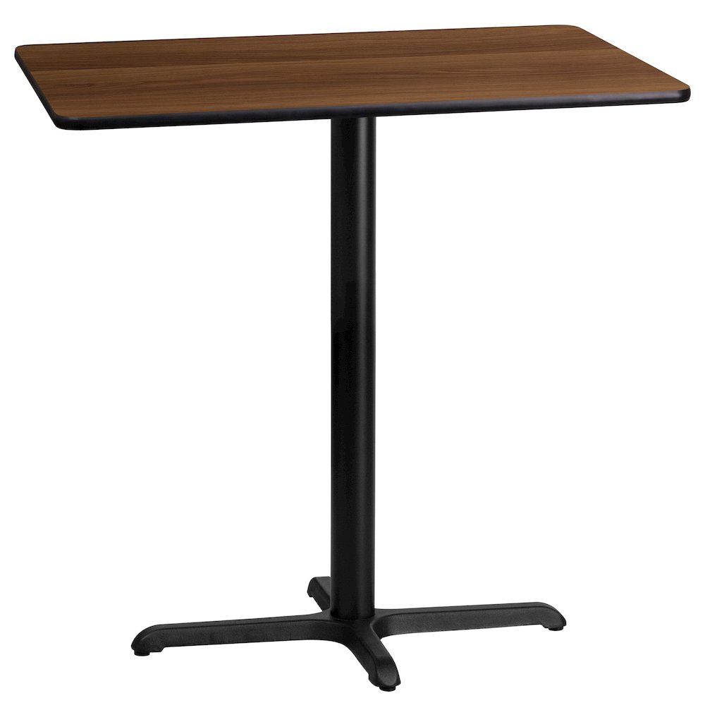 24'' x 42'' Walnut Table Top with 23.5'' x 29.5'' Bar Height Table Base. Picture 1