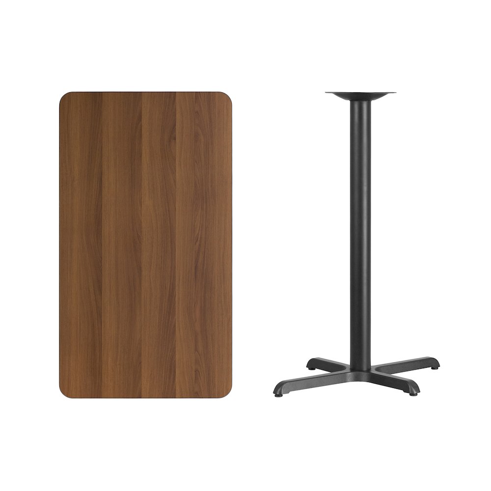 24'' x 42'' Walnut Table Top with 23.5'' x 29.5'' Bar Height Table Base. Picture 3