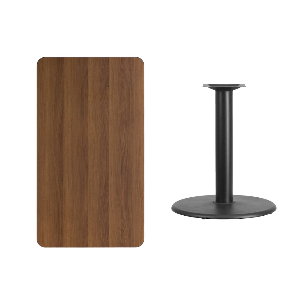 24'' x 42'' Rectangular Walnut Table Top with 24'' Round Table Height Base. Picture 4