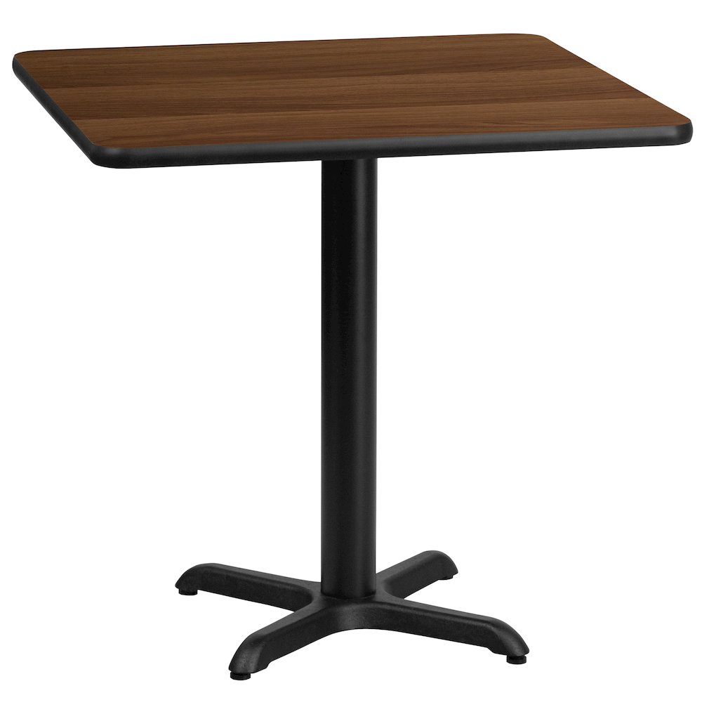 30'' Square Walnut Laminate Table Top with 22'' x 22'' Table Height Base. Picture 1