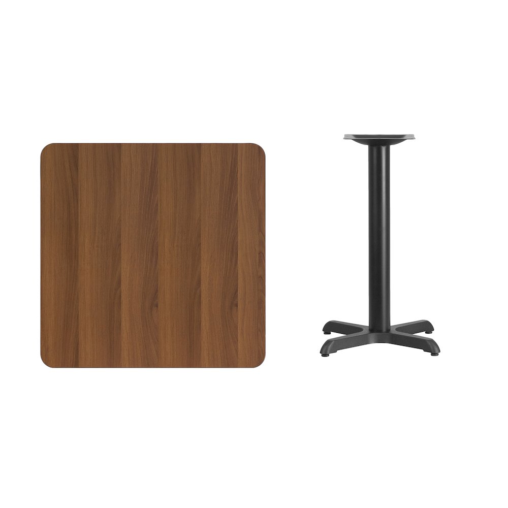 30'' Square Walnut Laminate Table Top with 22'' x 22'' Table Height Base. Picture 4