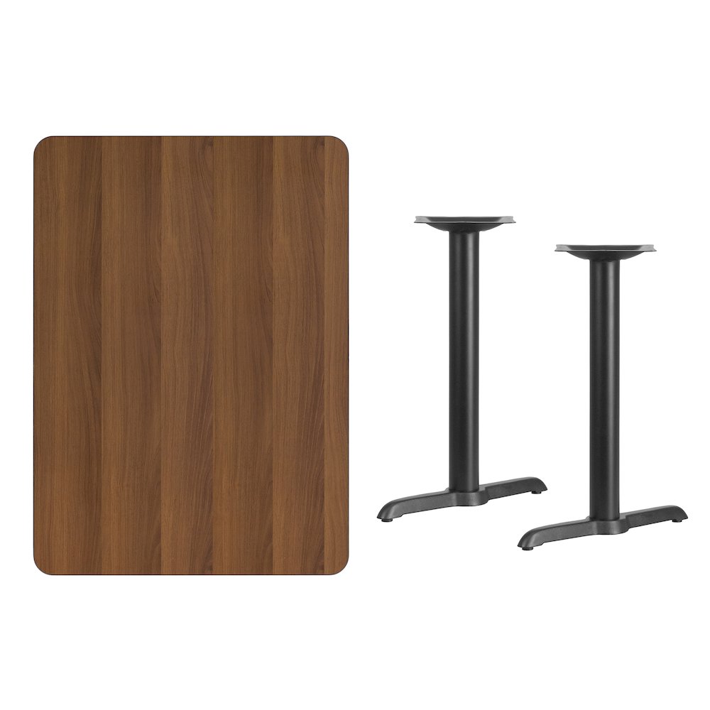 30'' x 42'' Rectangular Walnut Table Top with 5'' x 22'' Table Height Bases. Picture 4