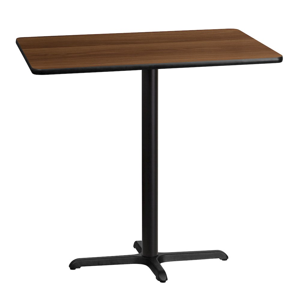 30'' x 42'' Walnut Table Top with 23.5'' x 29.5'' Bar Height Table Base. Picture 1