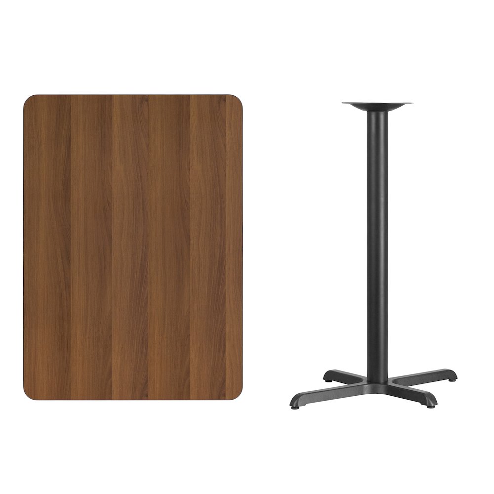 30'' x 42'' Walnut Table Top with 23.5'' x 29.5'' Bar Height Table Base. Picture 4