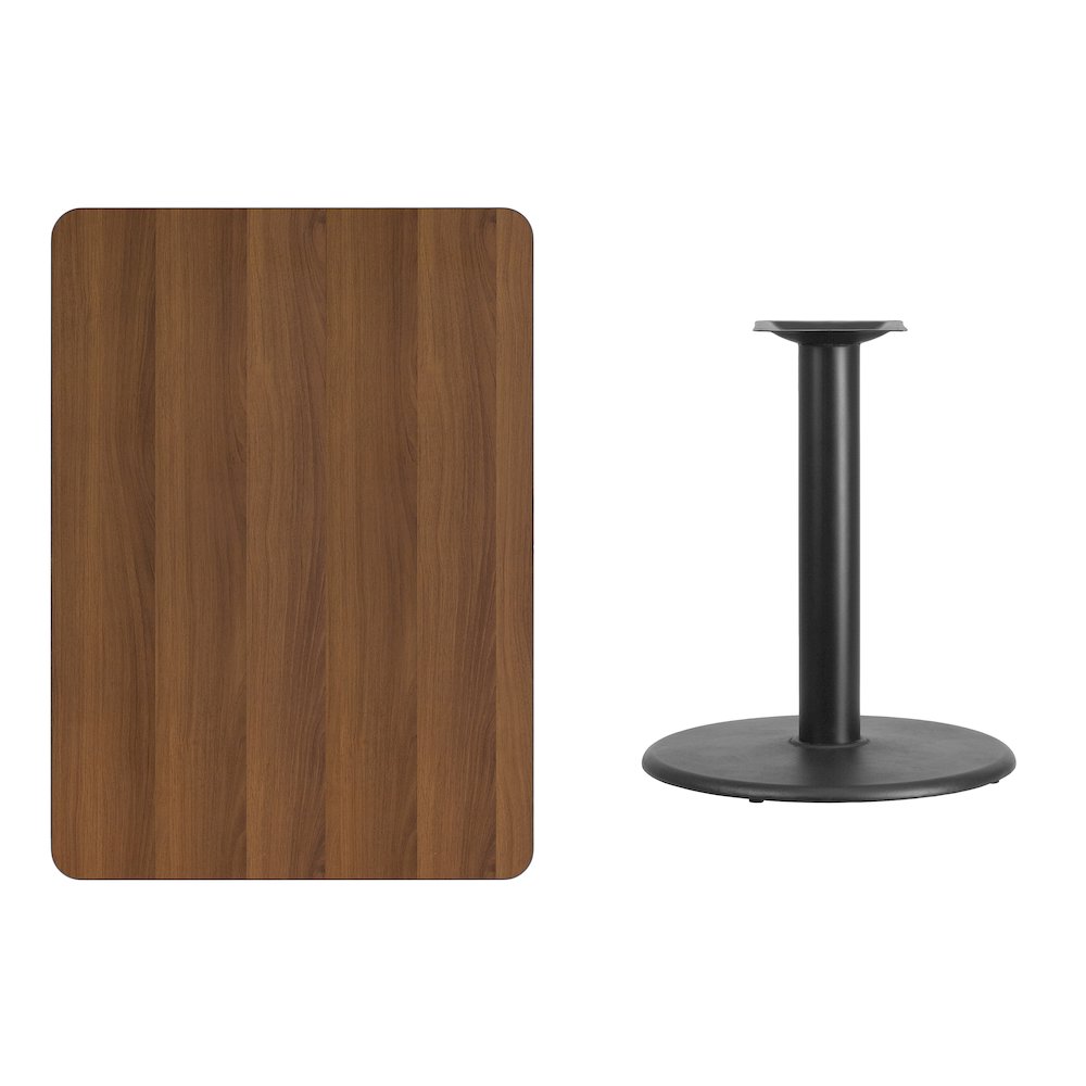 30'' x 42'' Rectangular Walnut Table Top with 24'' Round Table Height Base. Picture 4